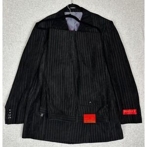 Inserch Limited Edition Suit Men 2XL Black Pinstripe Jacket Pants Style Unhemmed